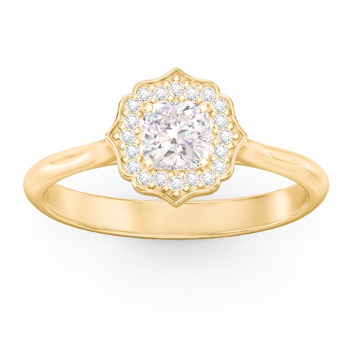 Lotus Halo Diamond Engagement Ring