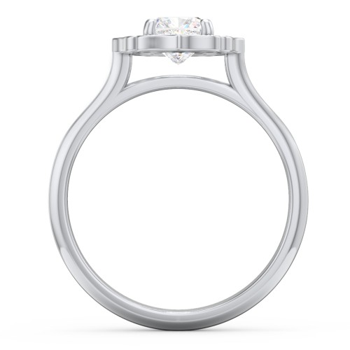 Lotus Halo Diamond Engagement Ring – 14K White Gold with Diamond