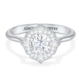 Lotus Halo Diamond Engagement Ring