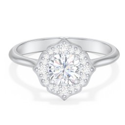 Lotus Halo Diamond Engagement Ring