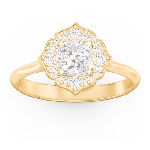 Lotus Halo Diamond Engagement Ring