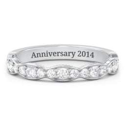 Scalloped Multi-Stone Half Eternity Wedding Band