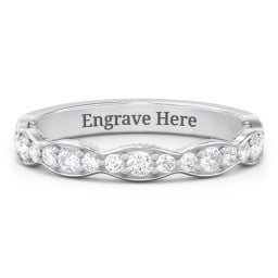 Scalloped Multi-Stone Half Eternity Wedding Band