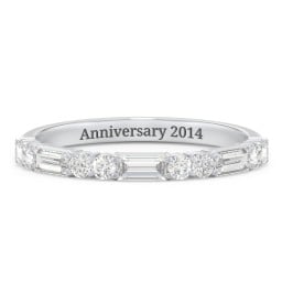 Baguette & Round Stone Half Eternity Wedding Band - 1/2 ct. tw.