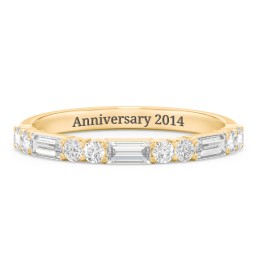 Baguette & Round Stone Half Eternity Wedding Band - 1/2 ct. tw.