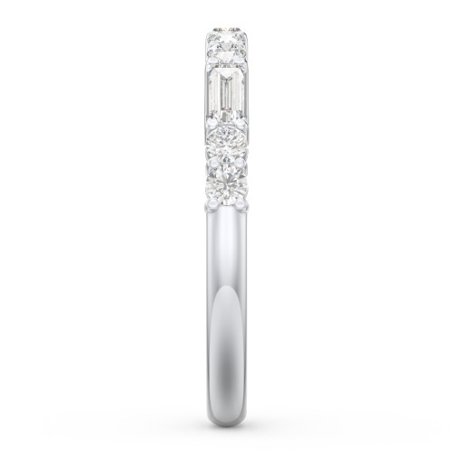 Baguette & Round Stone Half Eternity Wedding Band - 1/2 ct. tw. – 14K White Gold with Lab Diamond