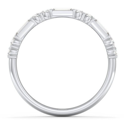 Baguette & Round Stone Half Eternity Wedding Band - 1/2 ct. tw. – 14K White Gold with Lab Diamond