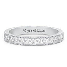 Milgrain Half Eternity Wedding Band with Diamond Accents