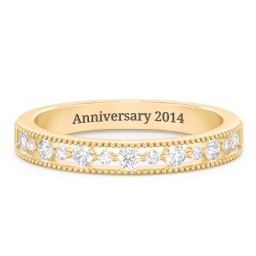 Milgrain Half Eternity Wedding Band with Diamond Accents