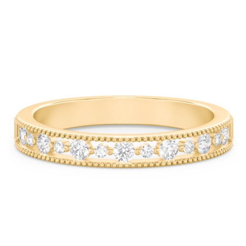 Milgrain Half Eternity Wedding Band with Diamond Accents