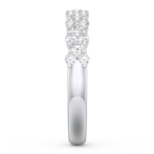 Modern Multi-Stone Half Eternity Wedding Band – 14K White Gold with Lab Diamond