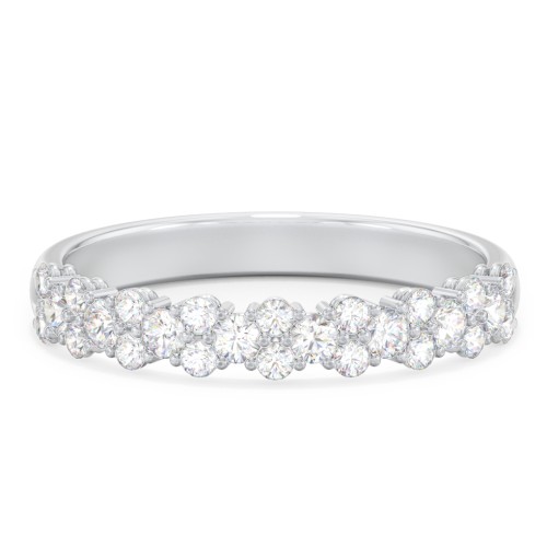 Modern Multi-Stone Half Eternity Wedding Band – 14K White Gold with Lab Diamond
