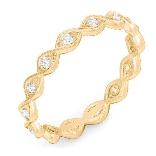 Intertwined Infinity Eternity Band with Accent Stones – 10K Yellow Gold with Lab Diamond