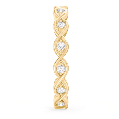 Intertwined Infinity Eternity Band with Accent Stones – 10K Yellow Gold with Lab Diamond