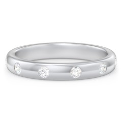 Flush Set Diamond Eternity Wedding Band – 10K White Gold with Lab Diamond