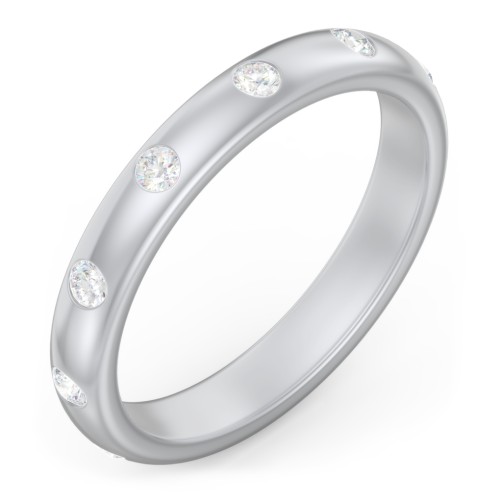 Flush Set Diamond Eternity Wedding Band – 10K White Gold with Lab Diamond