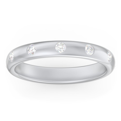 Flush Set Diamond Eternity Wedding Band – 10K White Gold with Lab Diamond