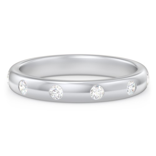 Flush Set Diamond Eternity Wedding Band – 10K White Gold with Lab Diamond