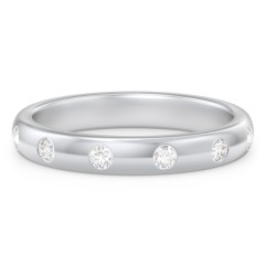 Flush Set Diamond Half-Eternity Wedding Band – 10K White Gold with Lab Diamond