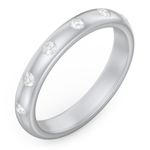 Flush Set Diamond Half-Eternity Wedding Band – 10K White Gold with Lab Diamond