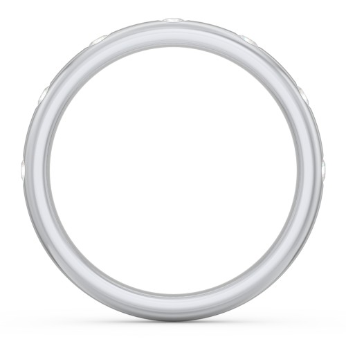 Flush Set Diamond Half-Eternity Wedding Band – 10K White Gold with Lab Diamond