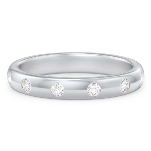 Flush Set Diamond Half-Eternity Wedding Band – 10K White Gold with Lab Diamond