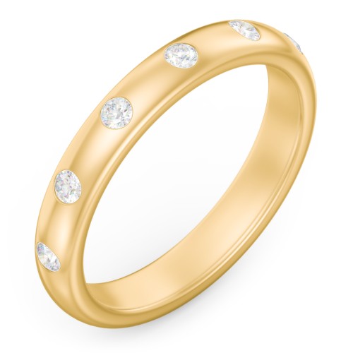 Flush Set Diamond Half-Eternity Wedding Band – 10K Yellow Gold with Lab Diamond