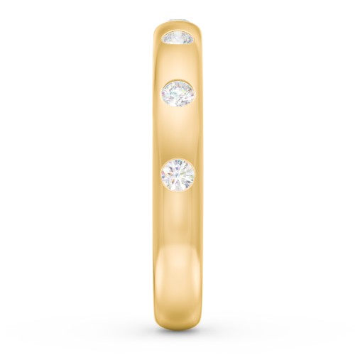 Flush Set Diamond Half-Eternity Wedding Band – 10K Yellow Gold with Lab Diamond