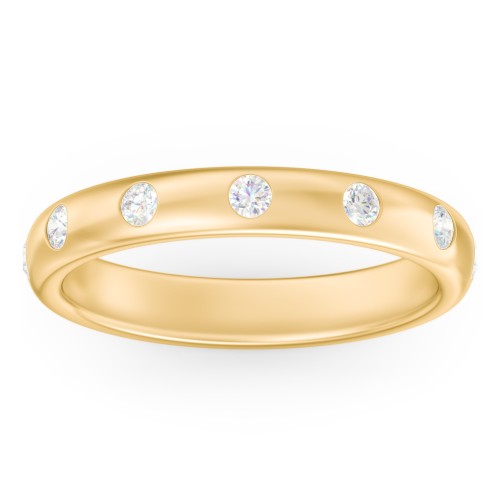 Flush Set Diamond Half-Eternity Wedding Band – 10K Yellow Gold with Lab Diamond