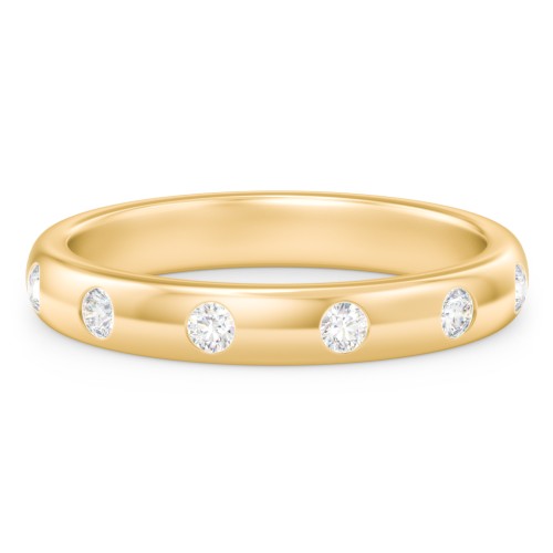 Flush Set Diamond Half-Eternity Wedding Band – 10K Yellow Gold with Diamond