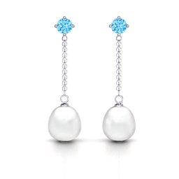 Elegant Solitaire Stud Freshwater Pearl Drop Earrings
