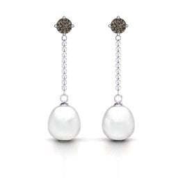 Elegant Solitaire Stud Freshwater Pearl Drop Earrings