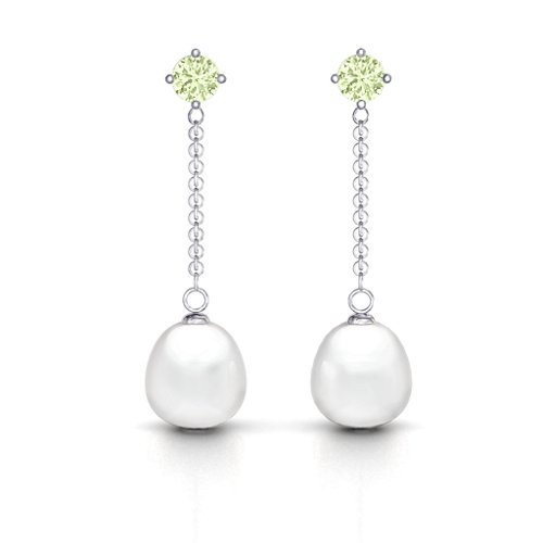 Elegant Solitaire Stud Freshwater Pearl Drop Earrings