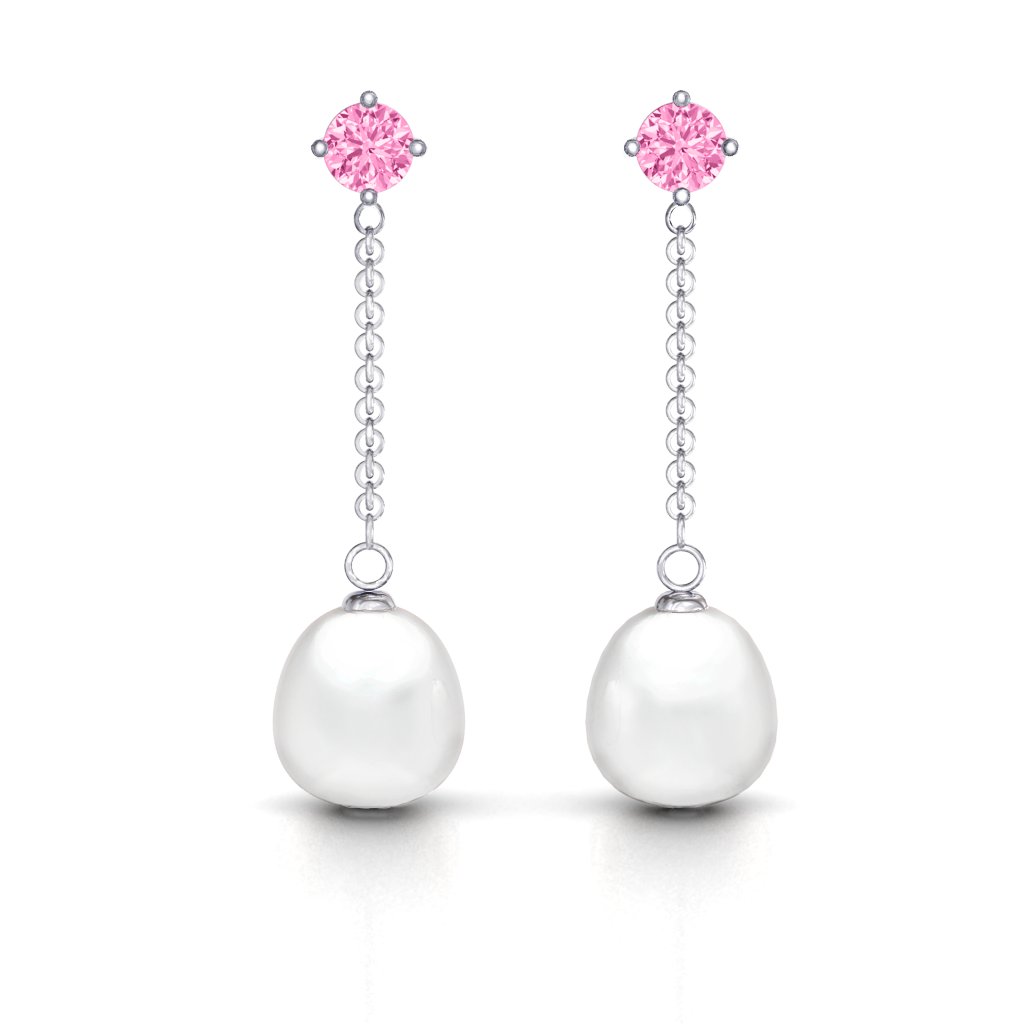Elegant Solitaire Stud Freshwater Pearl Drop Earrings