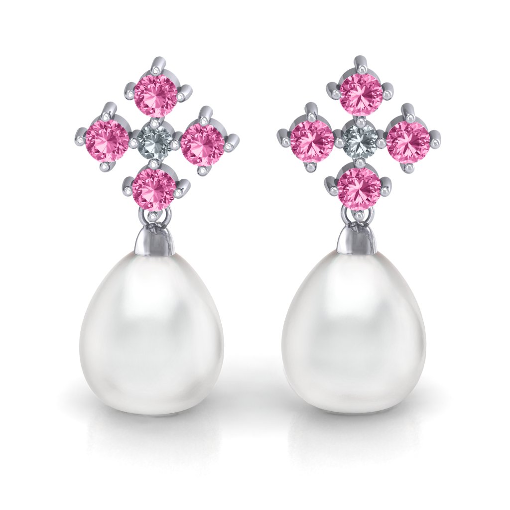 Freshwater Pearl Drop Earrings with Accents