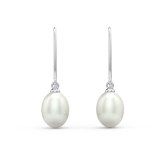 Sterling Silver Oval Freshwater Pearl Earrings