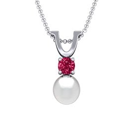 Round Solitaire with Freshwater Pearl Pendant Drop