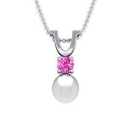 Round Solitaire with Freshwater Pearl Pendant Drop