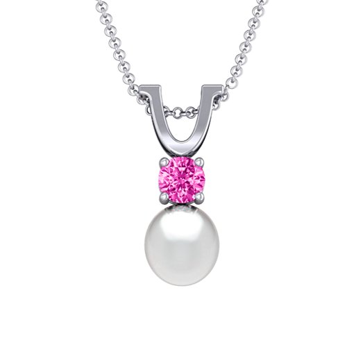 Round Solitaire with Freshwater Pearl Pendant Drop
