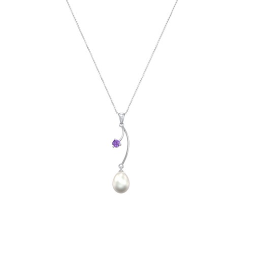Freshwater Pearl Vine Pendant – Sterling Silver with Amethyst