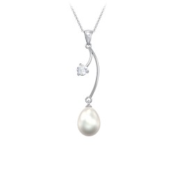 Freshwater Pearl Vine Pendant in 925 Sterling Silver with Diamond