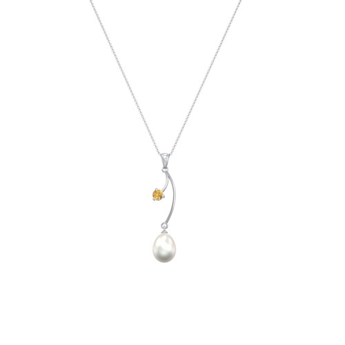 Freshwater Pearl Vine Pendant – Sterling Silver with Citrine