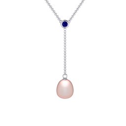 Freshwater Pearl Drop Pendant with Round Bezel Set Stone