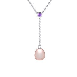 Freshwater Pearl Drop Pendant with Round Bezel Set Stone