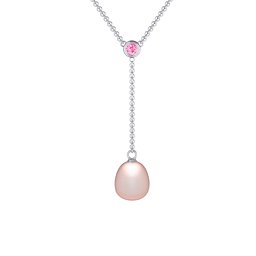 Freshwater Pearl Drop Pendant with Round Bezel Set Stone