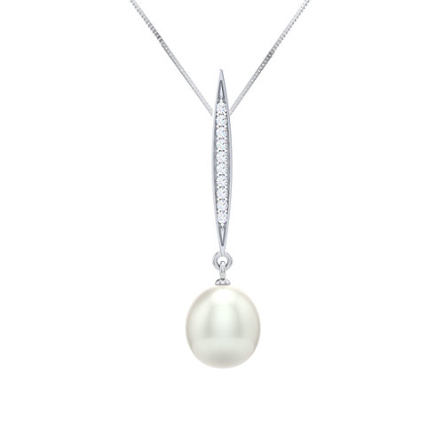 Pavé Bar Drop Pearl Pendant