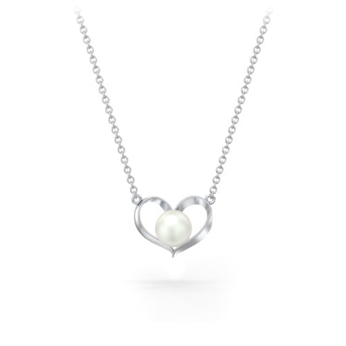 Sterling Silver Heart and Pearl Pendant