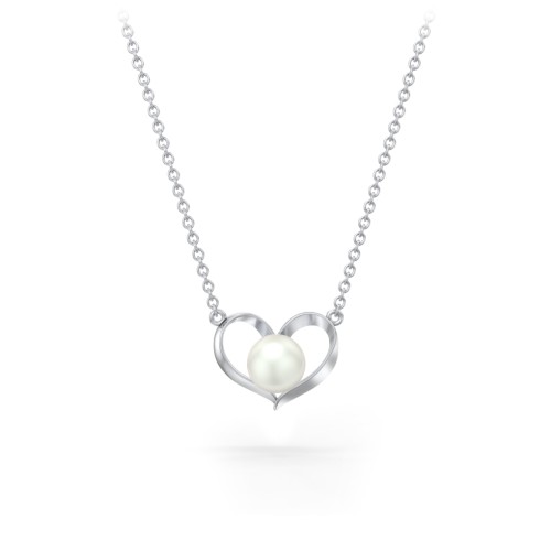Sterling Silver Heart and Pearl Pendant – Sterling Silver