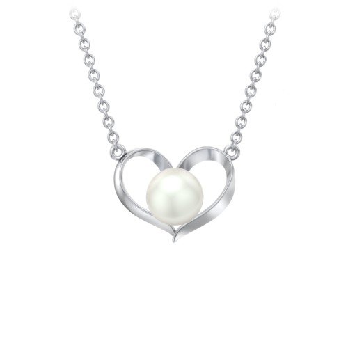 Sterling Silver Heart and Pearl Pendant – Sterling Silver