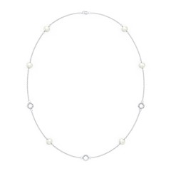 Sterling Silver Freshwater Pearl Station Necklace